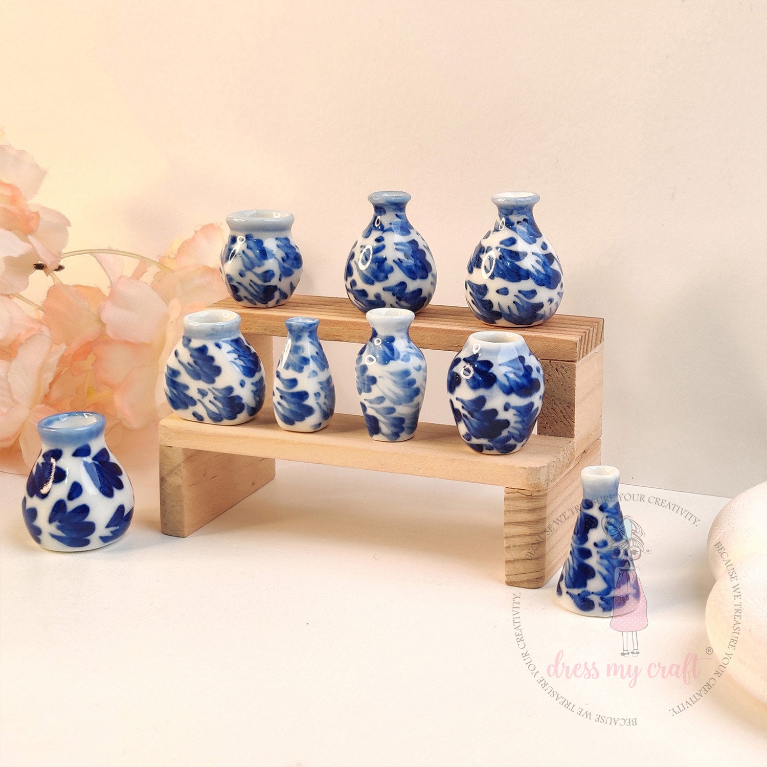 Miniature Blue Blossom Pots - Assorted