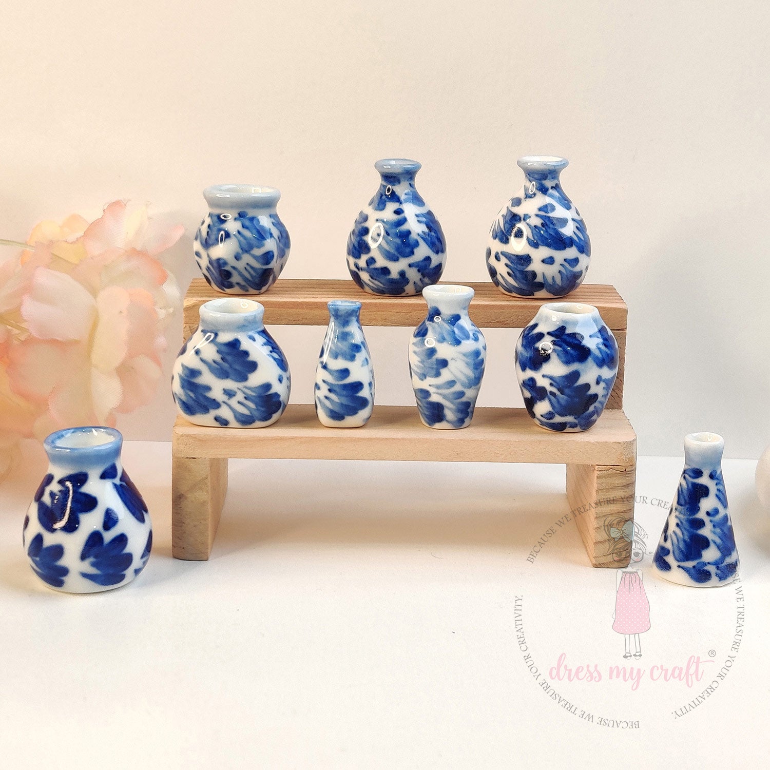 Miniature Blue Blossom Pots - Assorted