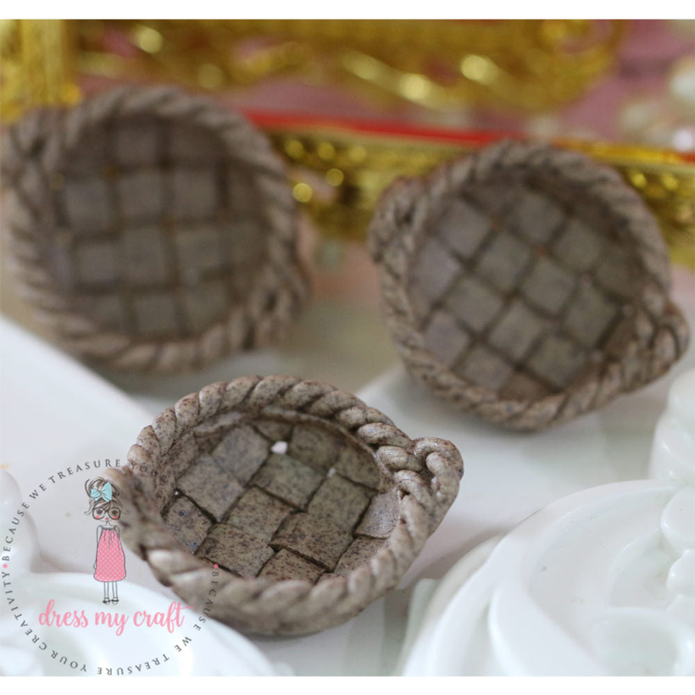 Miniature Terracotta Weaved Basket with Handle