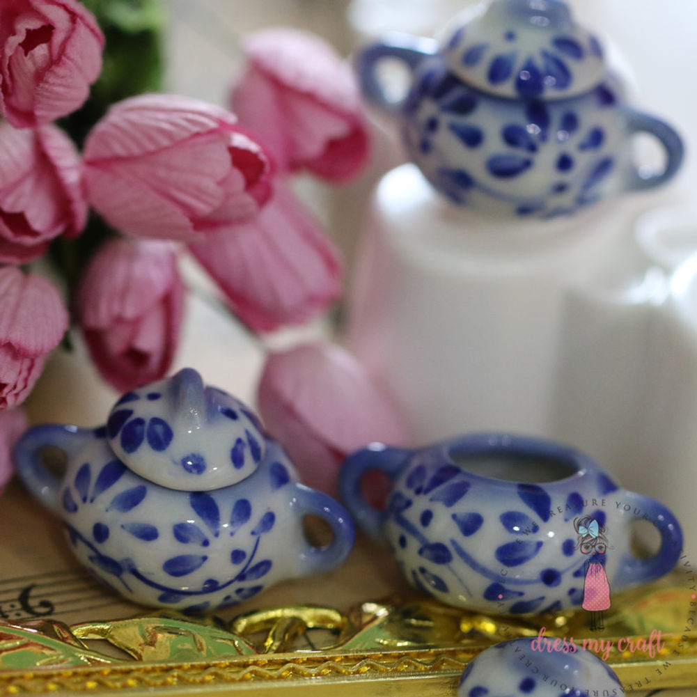 Miniature Hand Printed Kettle with Lid