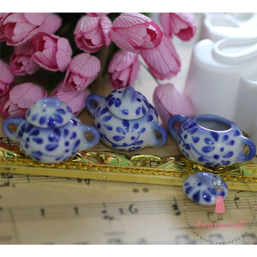 Miniature Hand Printed Kettle with Lid