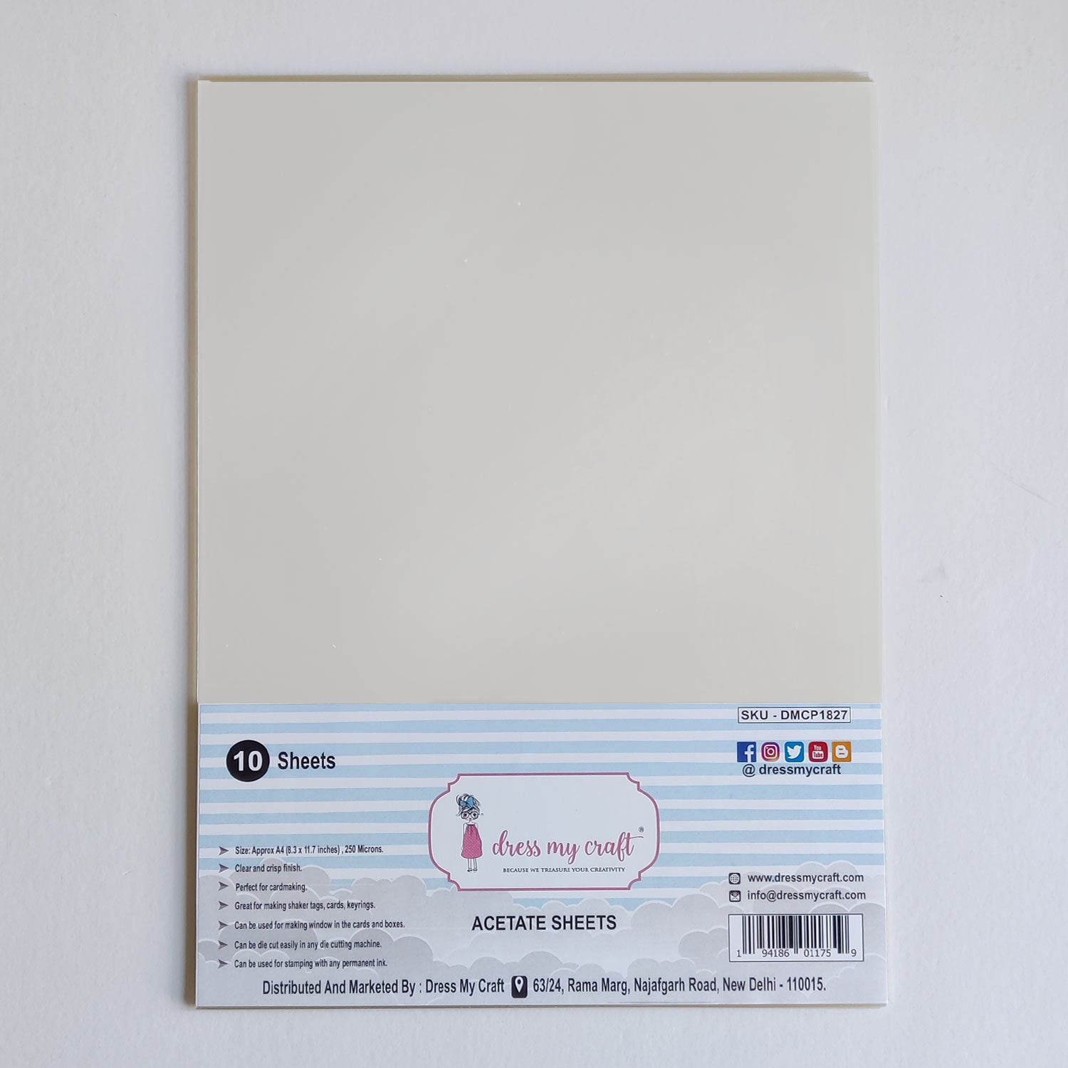 Acetate Sheet - 250 Microns - Pack of 10 Pcs/Pack