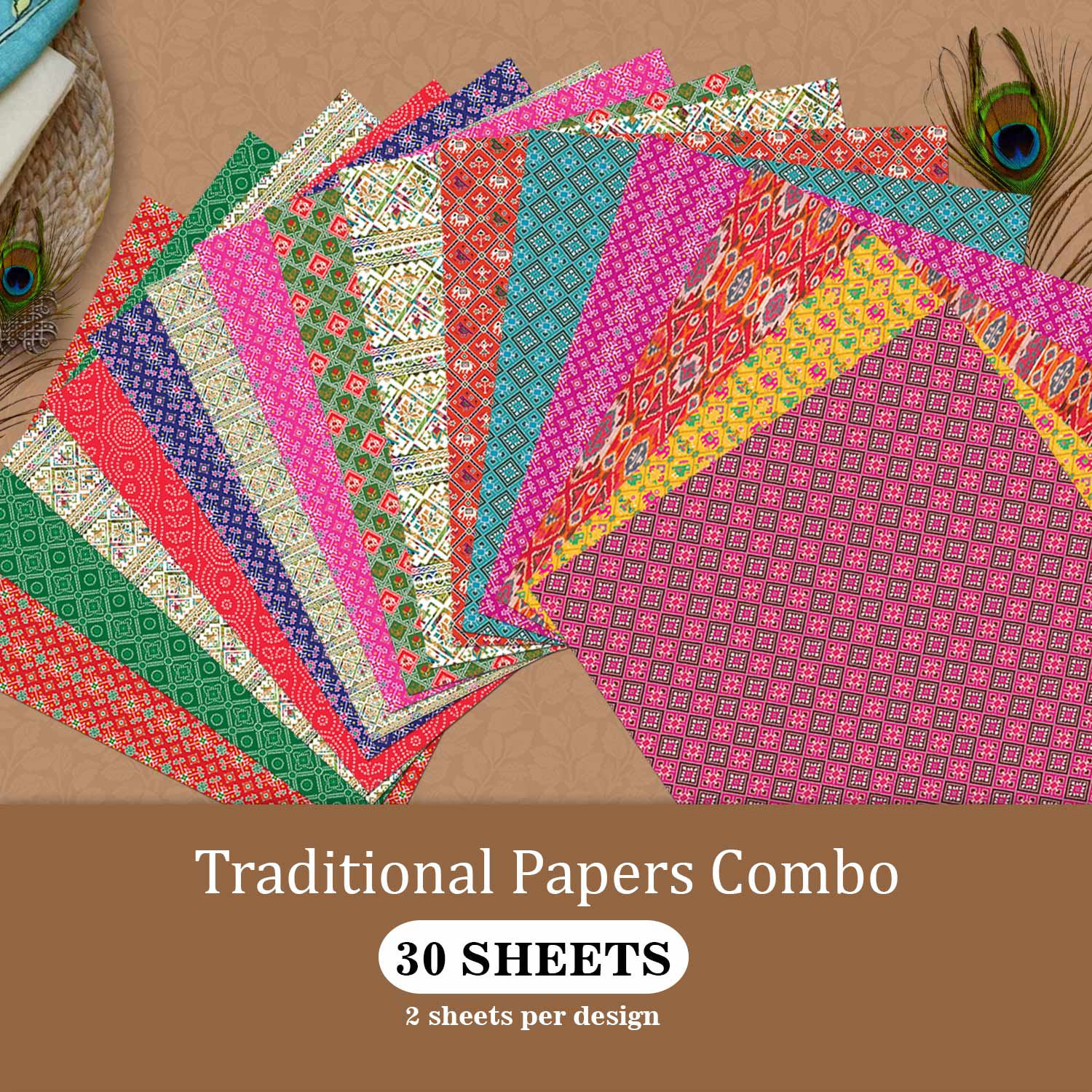 Traditional Papers Combo - 12" x 12" (Pack Of 30) Loose Sheets