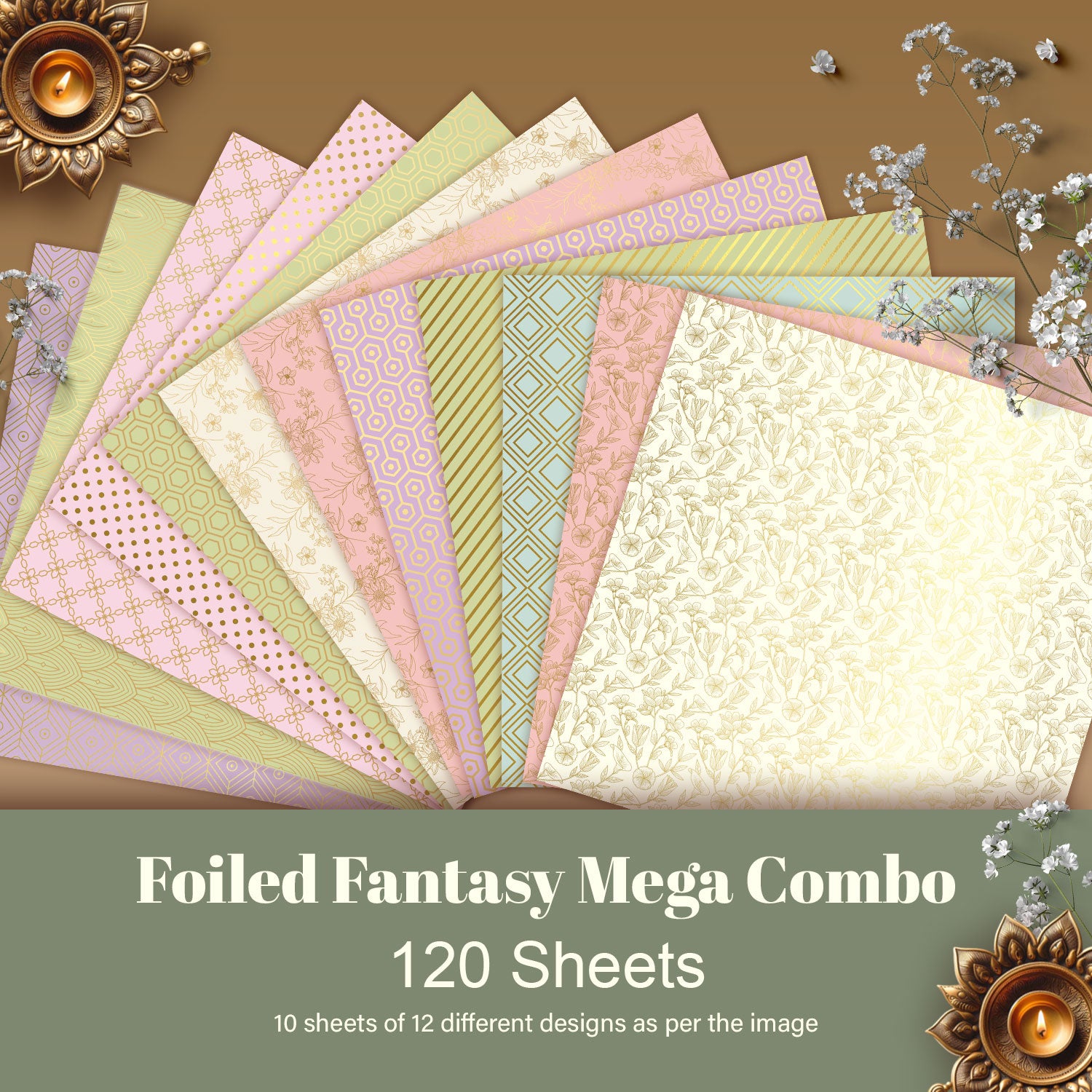 Foiled Fantasy Mega Combo - 12" x 12" (Pack Of 120) Loose Sheets
