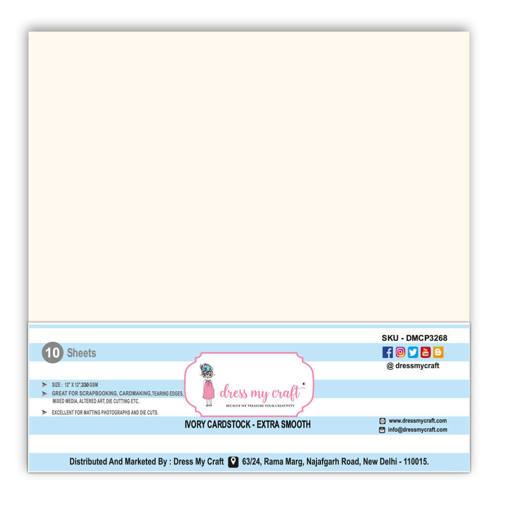 Ivory Cardstock - Extra Smooth - 12" x 12" - 330 gsm