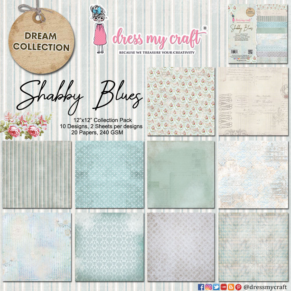 Shabby Blues - 12" x 12" Paper Pack