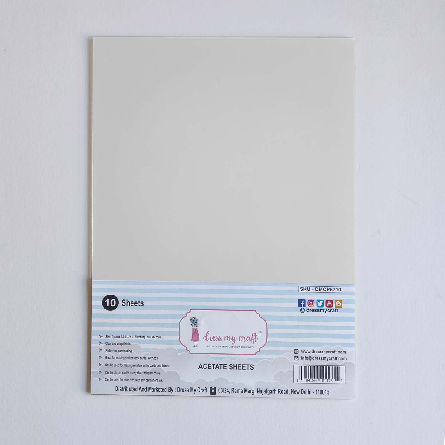 Acetate Sheet - 100 Microns - Pack of 10 Pcs/Pack