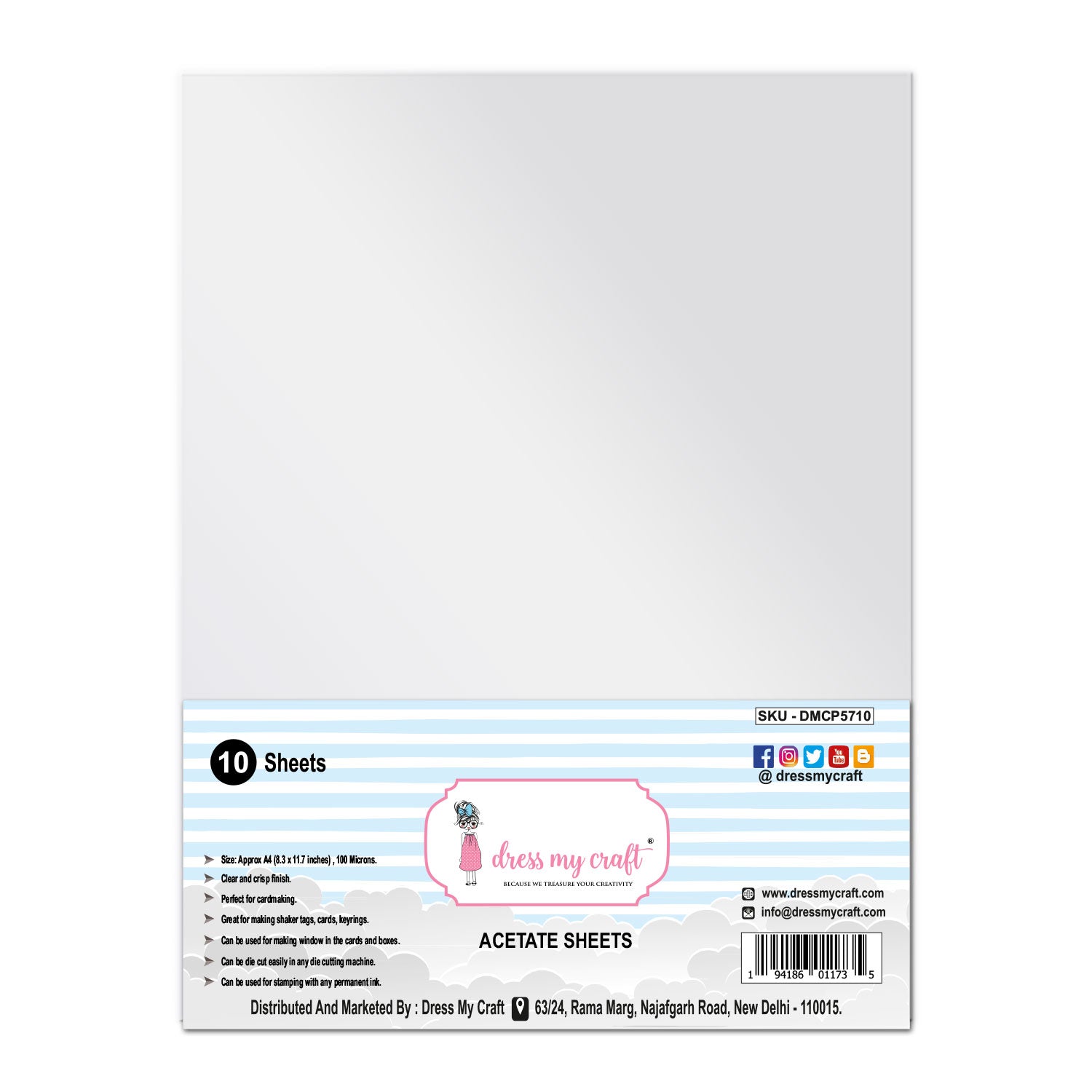 Acetate Sheet - 100 Microns - Pack of 10 Pcs/Pack