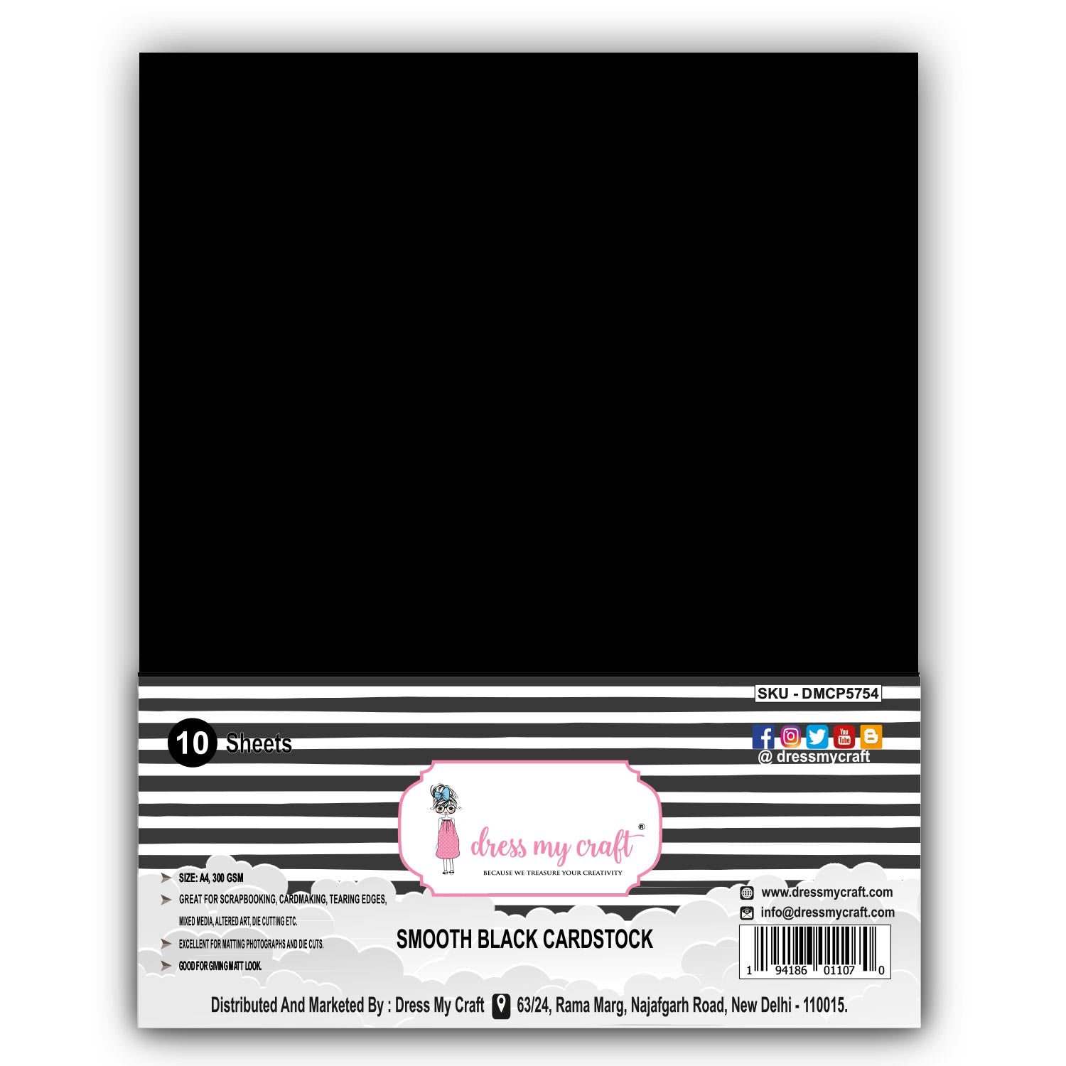 Smooth Black Cardstock - A4 - 300 GSM