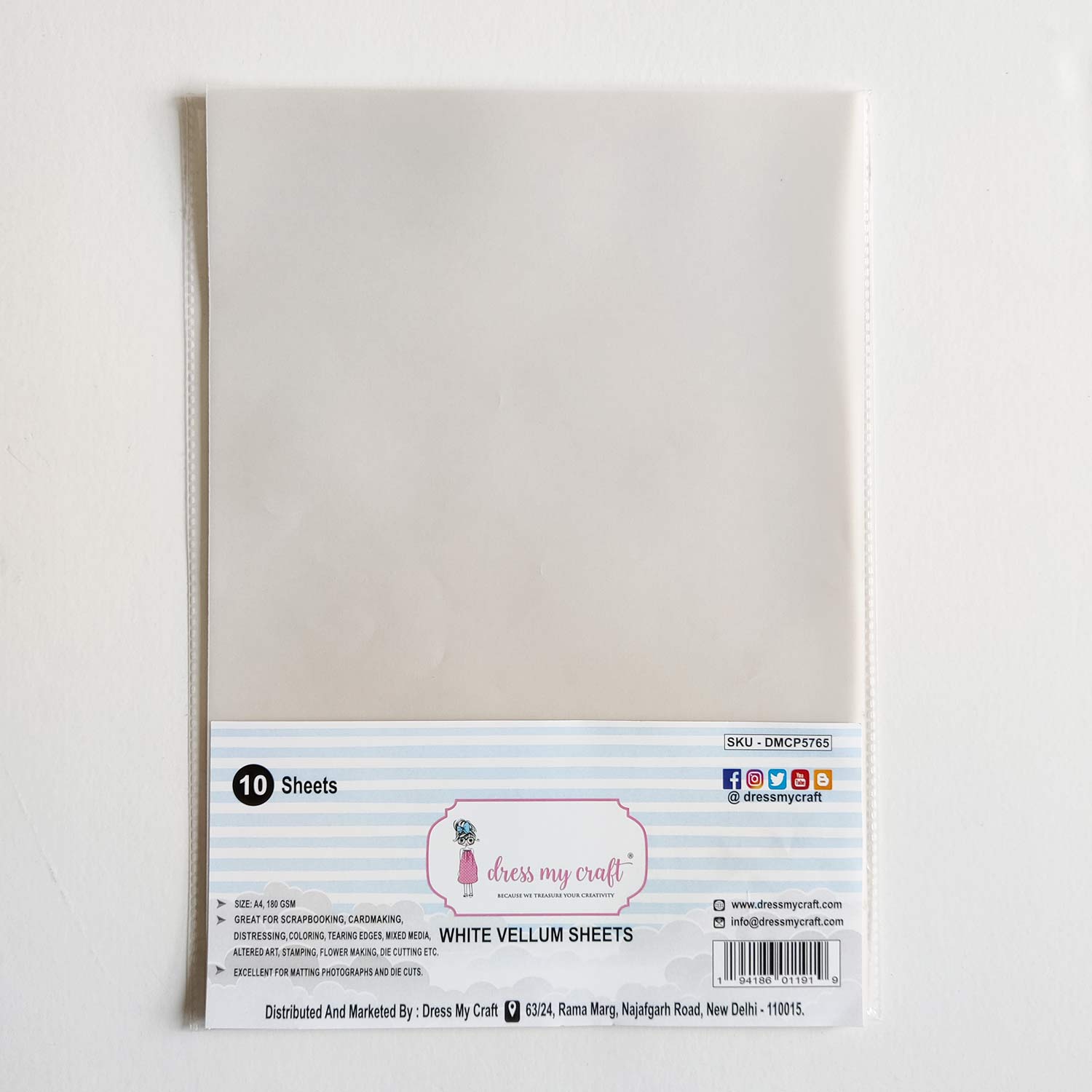 White Vellum Sheets -A4 - 180 GSM