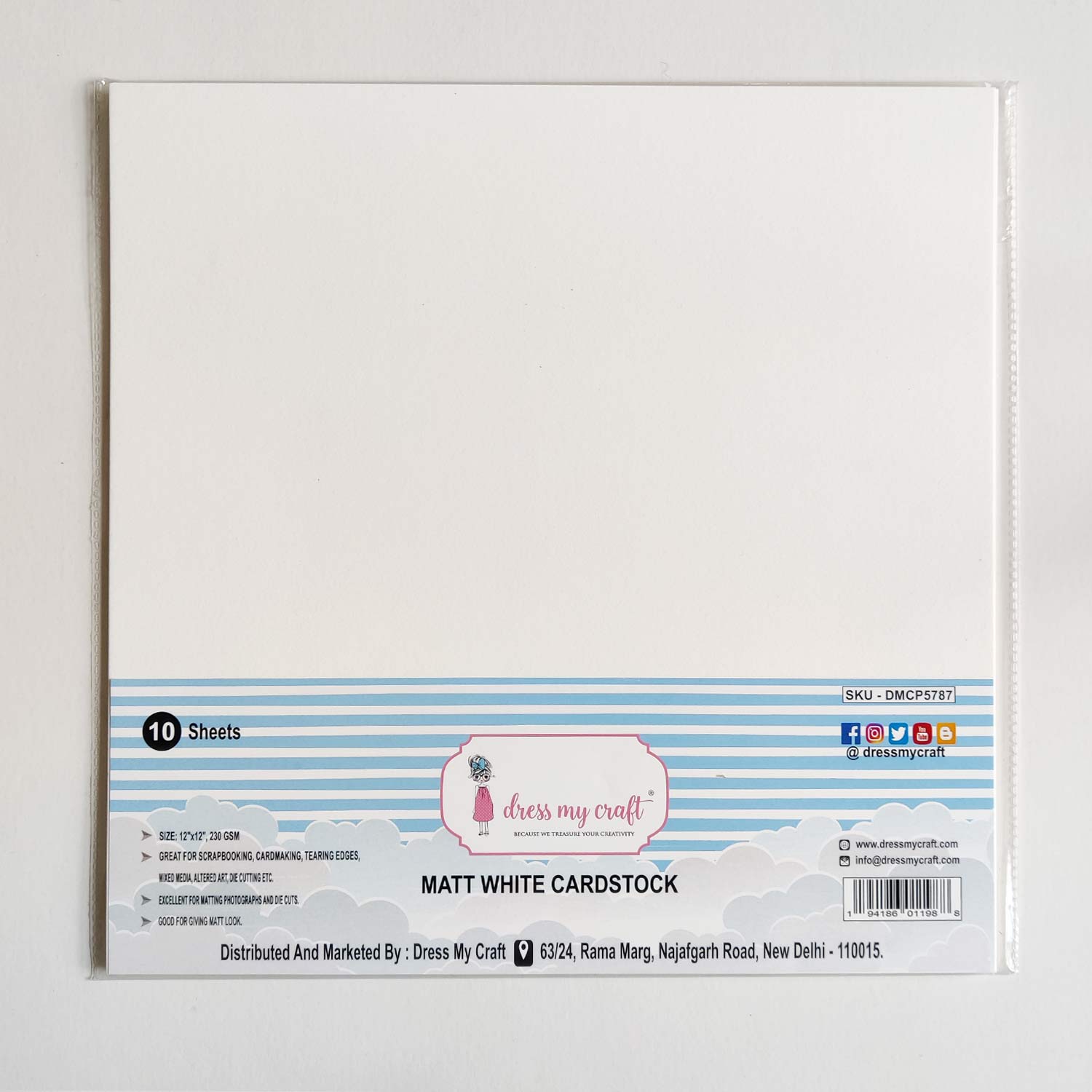 Matt White Cardstock - 12" x 12" - 230 gsm (New & Improved)