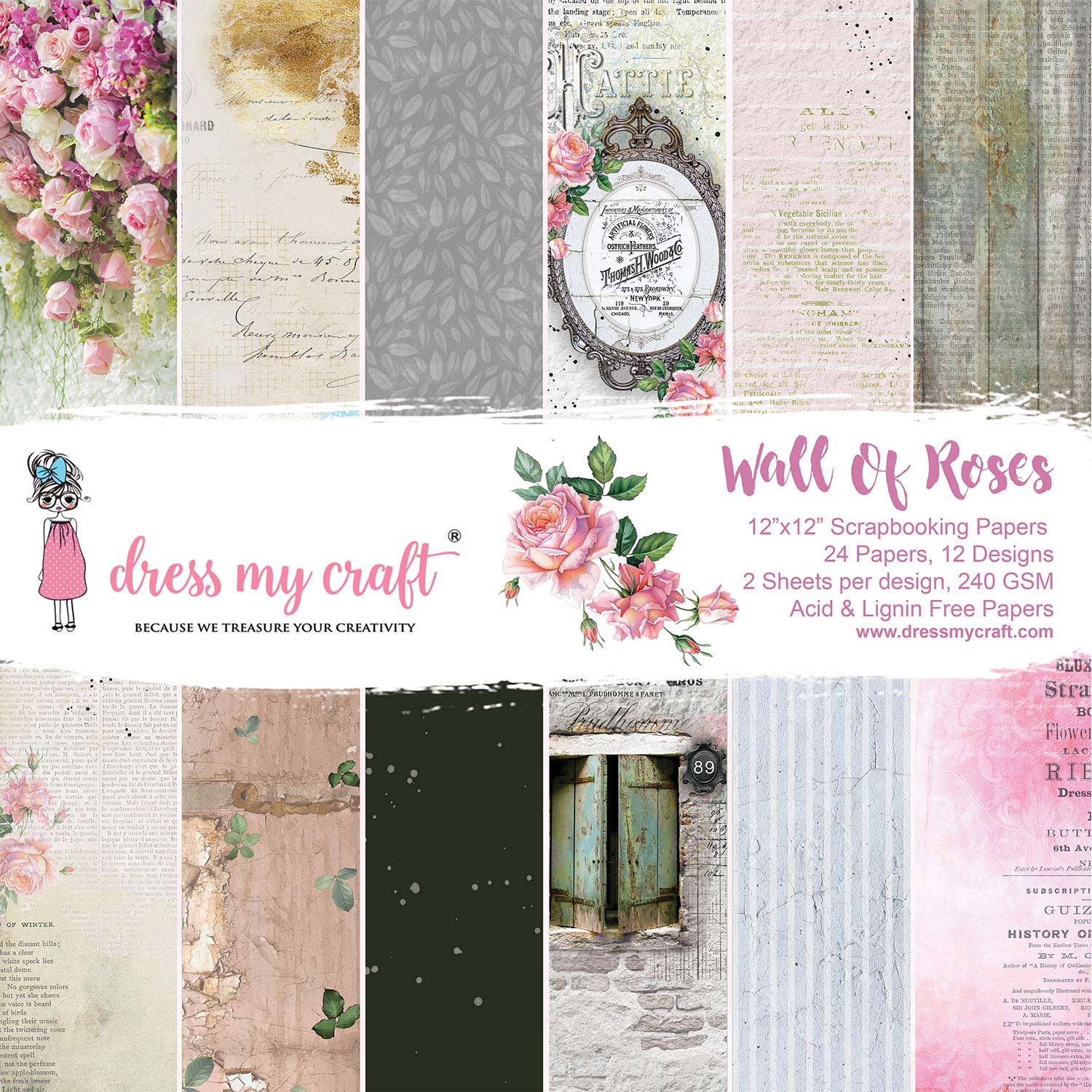 Wall of Roses 12" x 12" Paper Pad
