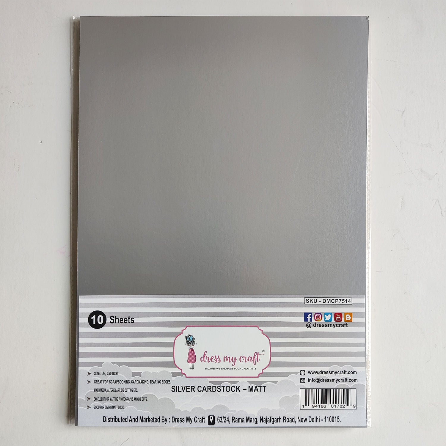 Silver Cardstock - Matt