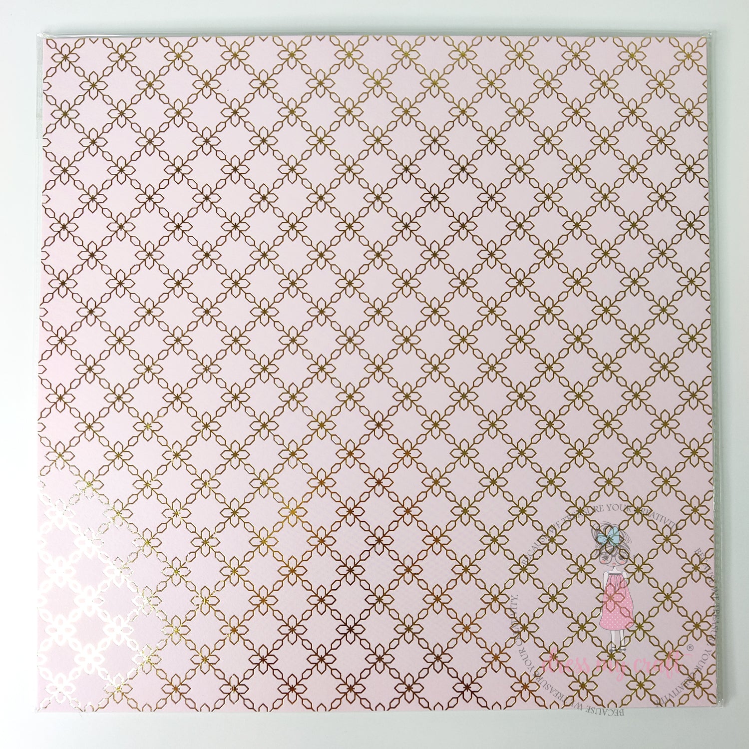 Golden Bloom On Soft Pink - Pack Of 10 - 12" x 12" Loose Sheets