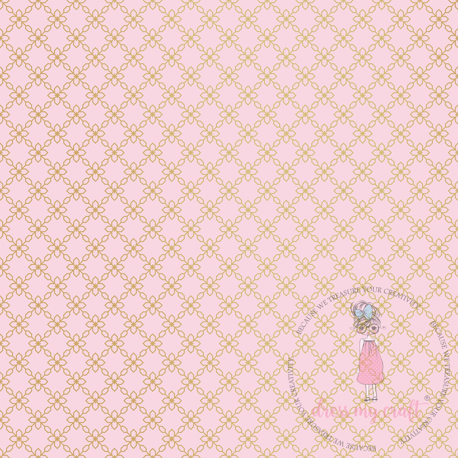 Golden Bloom On Soft Pink - Pack Of 10 - 12" x 12" Loose Sheets