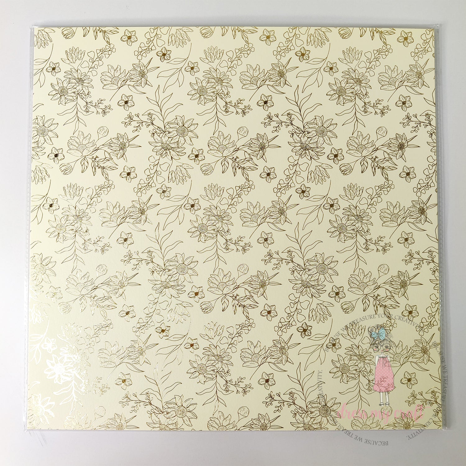 Ivory With Golden Bloom - Pack Of 10 - 12" x 12" Loose Sheets
