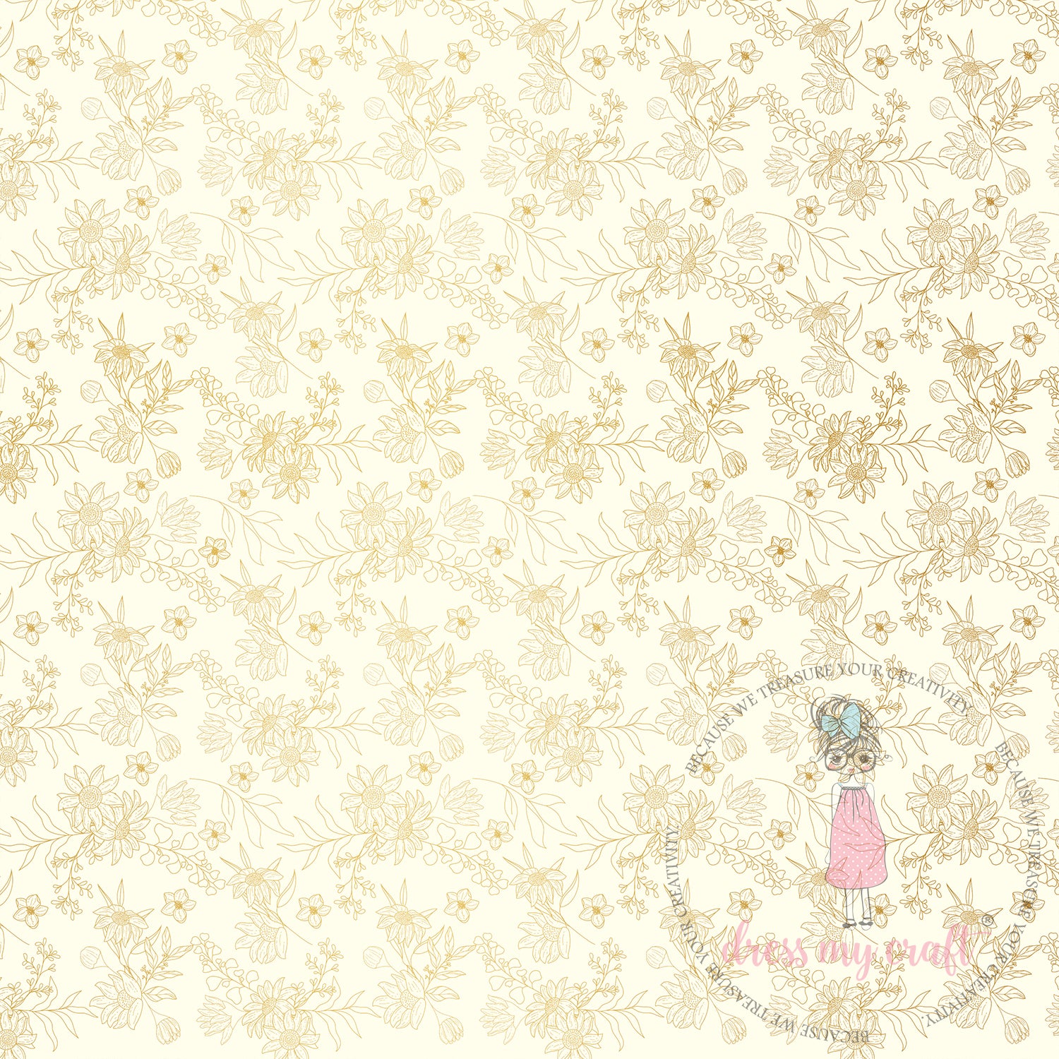 Ivory With Golden Bloom - Pack Of 10 - 12" x 12" Loose Sheets