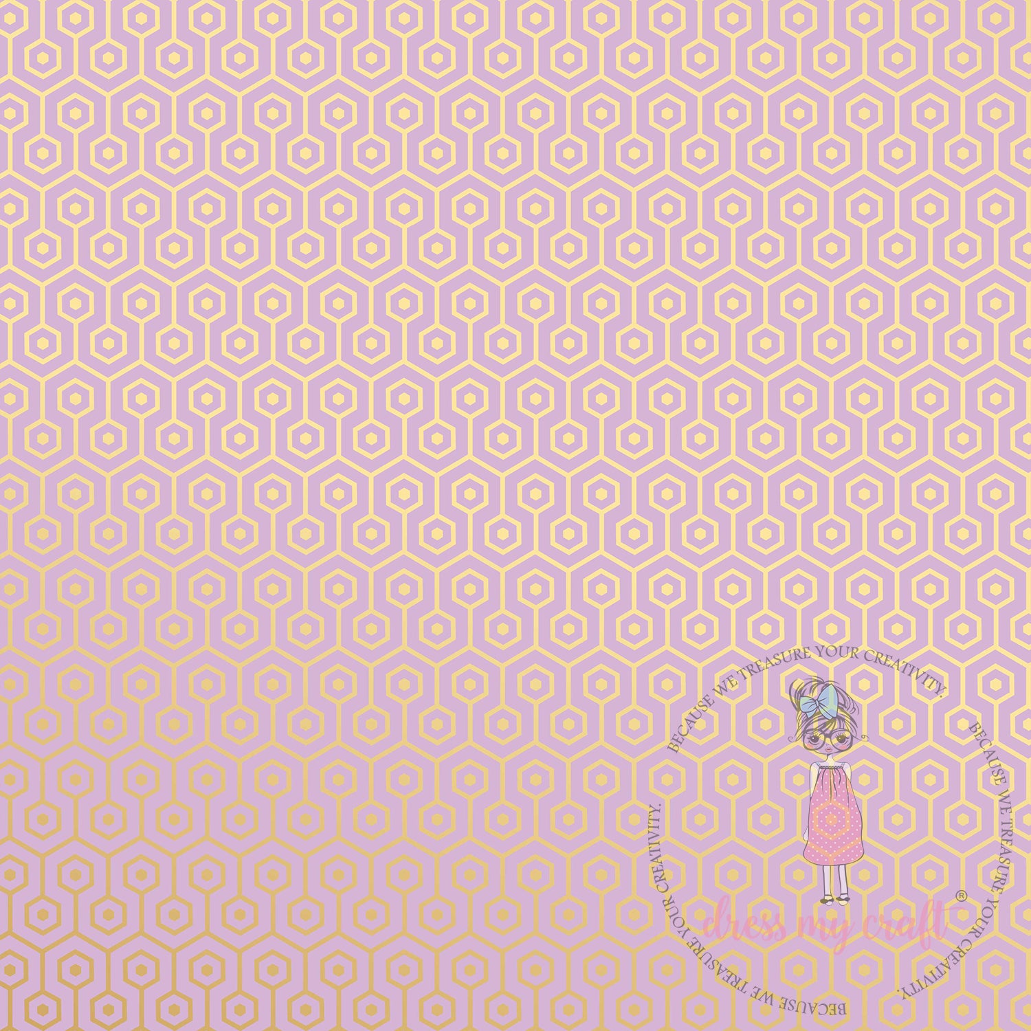 Lavender Golden Hexagon - Pack Of 10 - 12" x 12" Loose Sheets