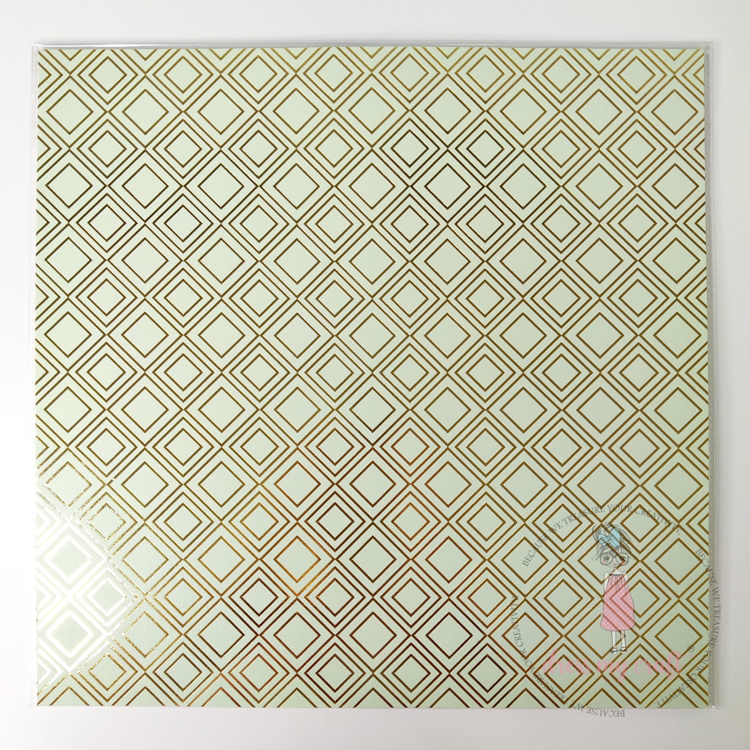 Pastel Blue With Golden Fusion - Pack Of 10 - 12" x 12" Loose Sheets