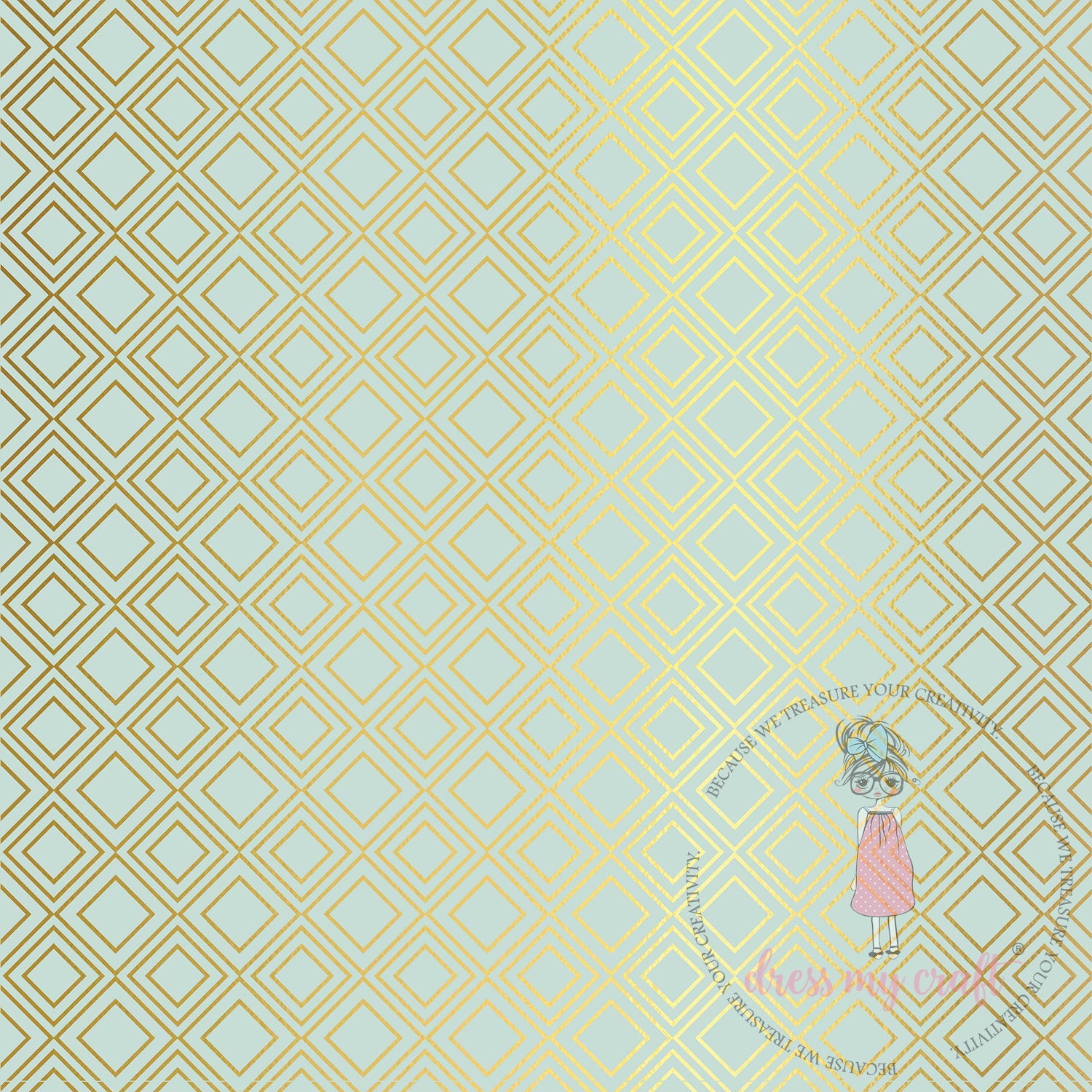 Pastel Blue With Golden Fusion - Pack Of 10 - 12" x 12" Loose Sheets