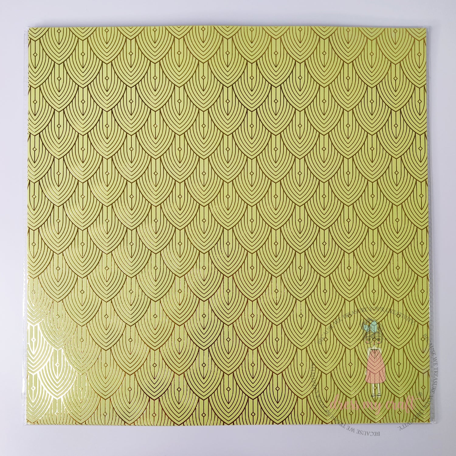 Pastel Green Golden Deco Shells - Pack Of 10 - 12" x 12" Loose Sheets