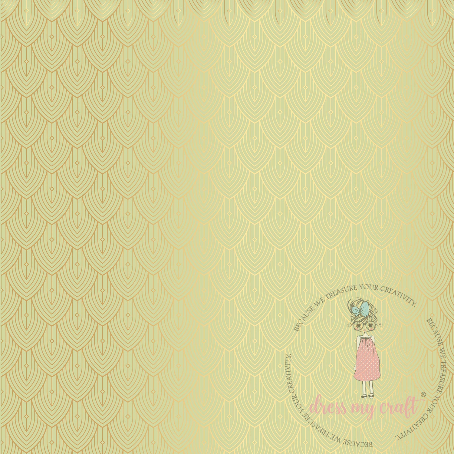 Pastel Green Golden Deco Shells - Pack Of 10 - 12" x 12" Loose Sheets