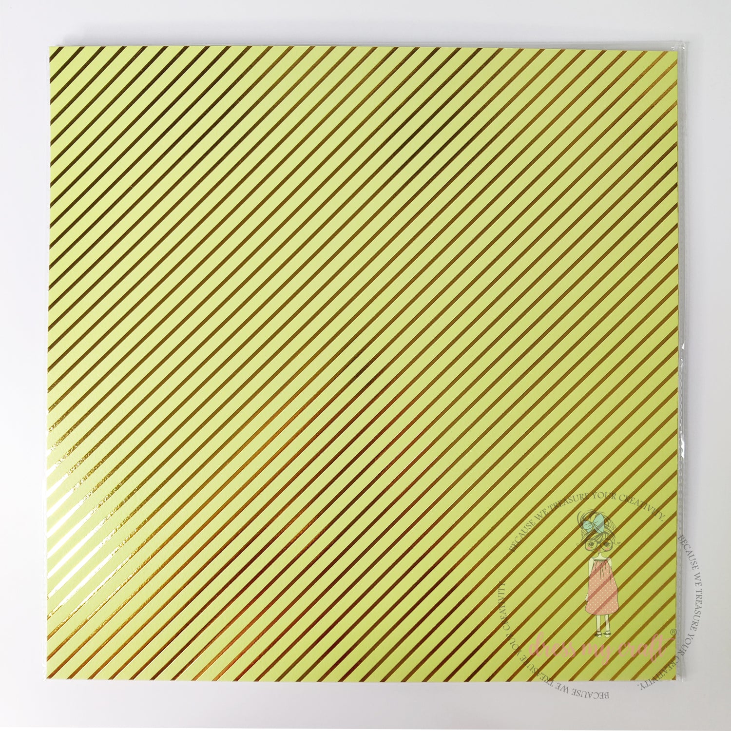 Pastel Green With Golden Diagonal Beauty - Pack Of 10 - 12" x 12" Loose Sheets