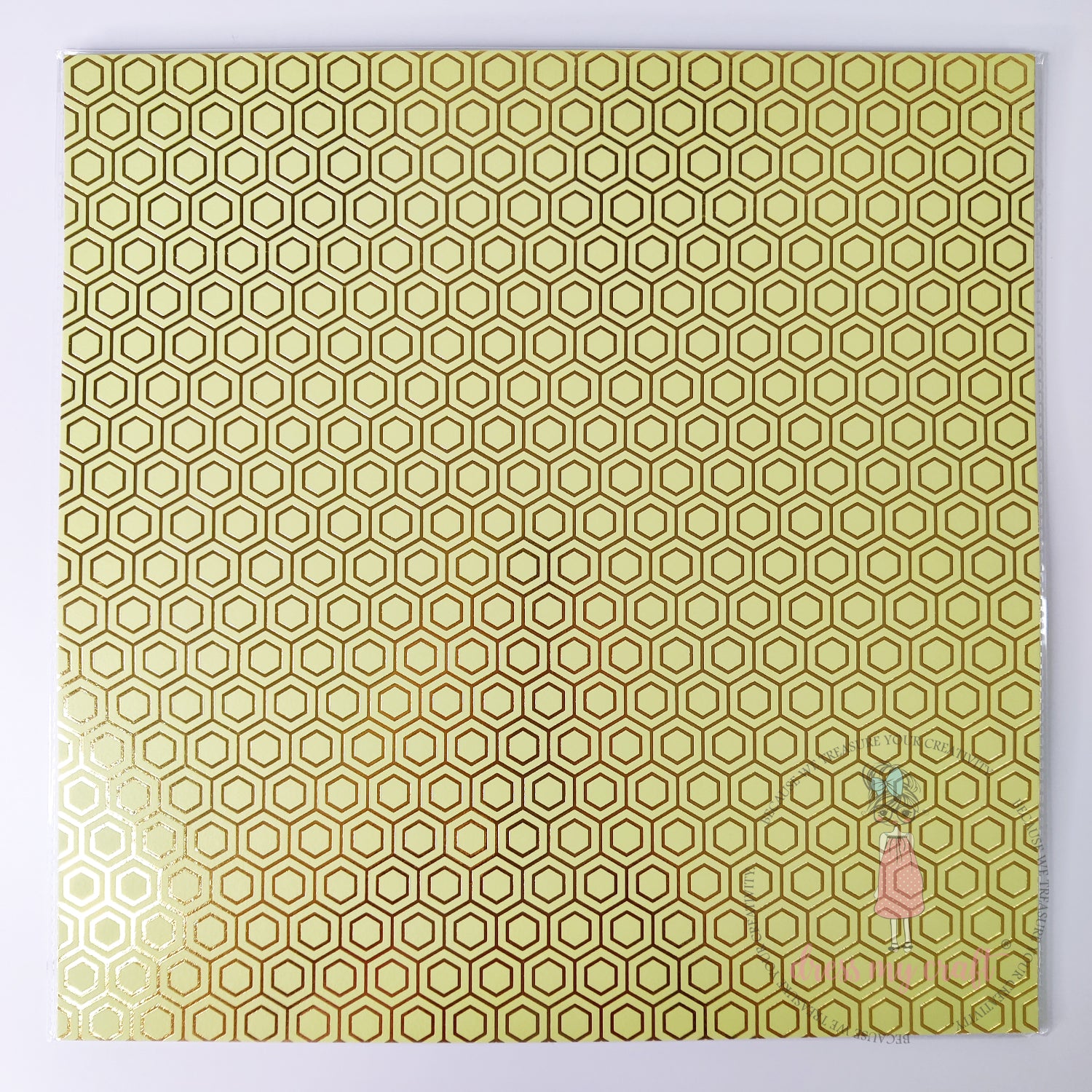 Pastel Green With Golden Honeycomb - Pack Of 10 - 12" x 12" Loose Sheets