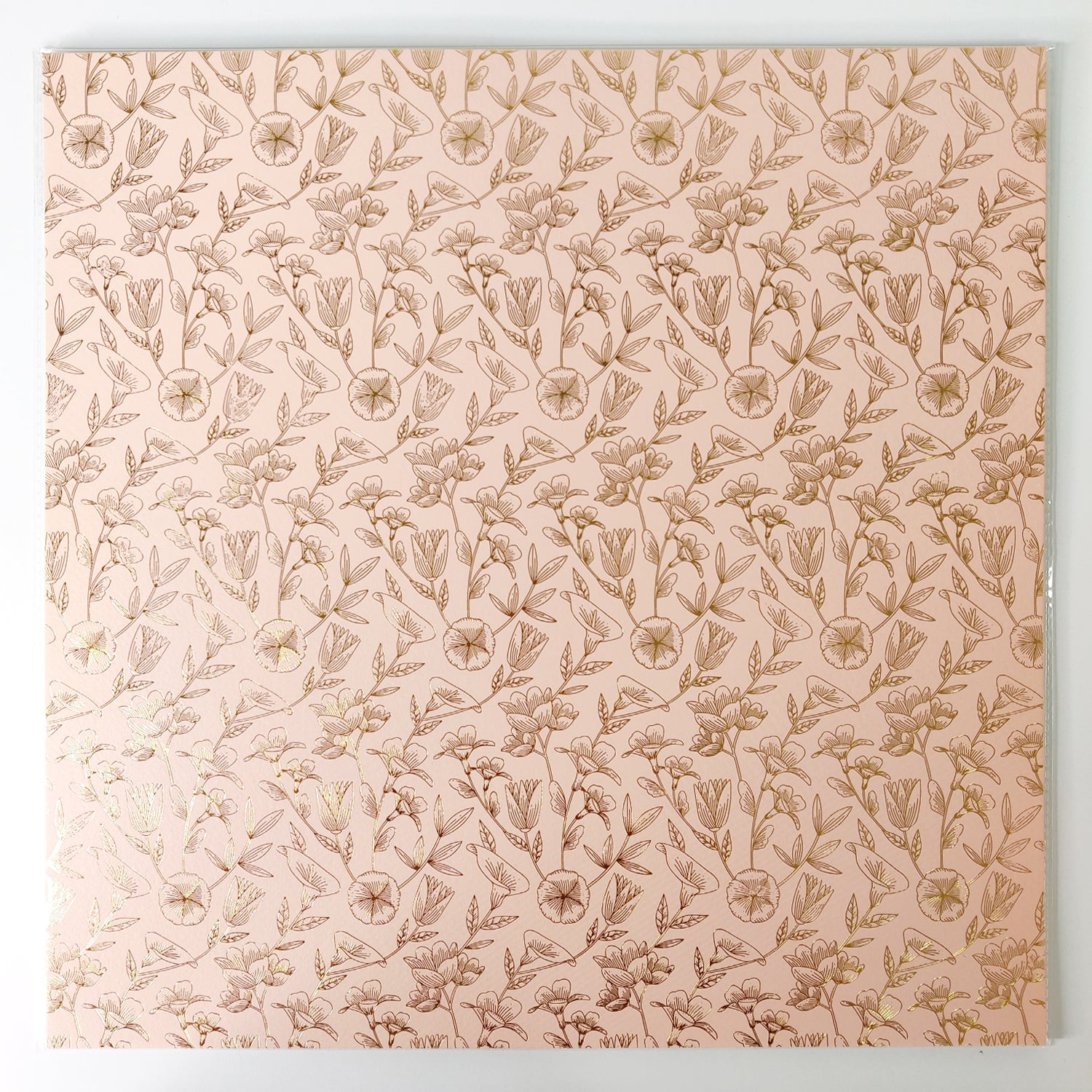 Spanish Pink With Golden Floral Bliss - Pack Of 10 - 12" x 12" Loose Sheets