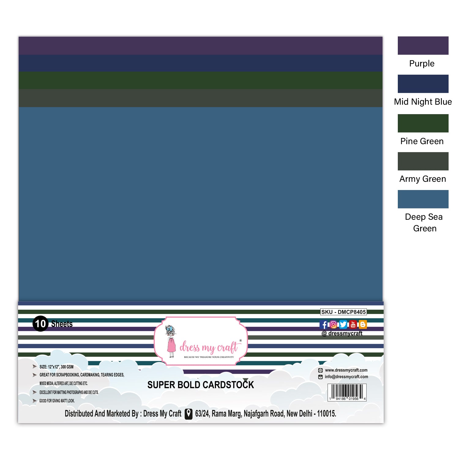 Super Bold Cardstock - 12" x 12"  (Pack of 10 sheets)