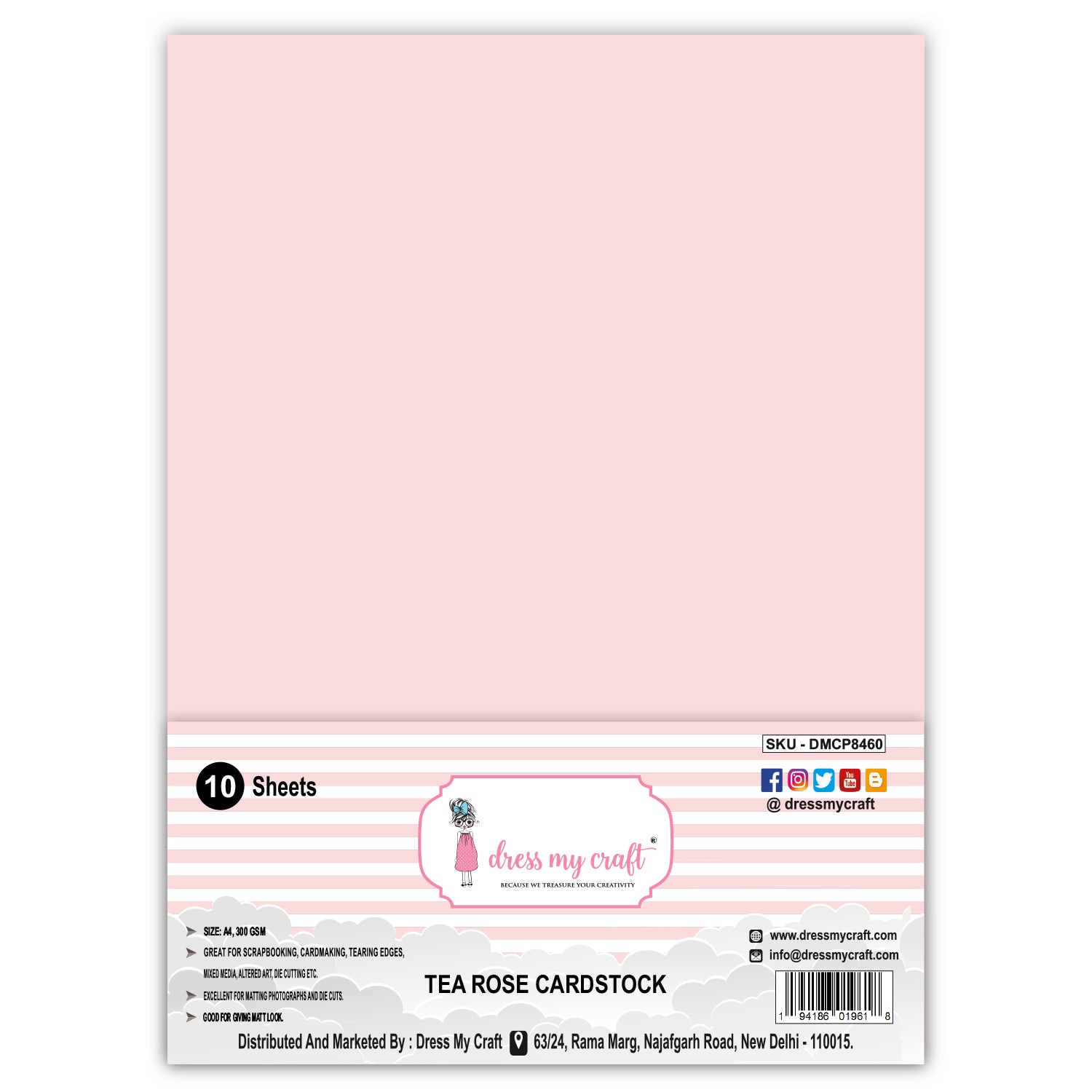 Tea Rose Cardstock - A4 (Pack of 10 Sheets)