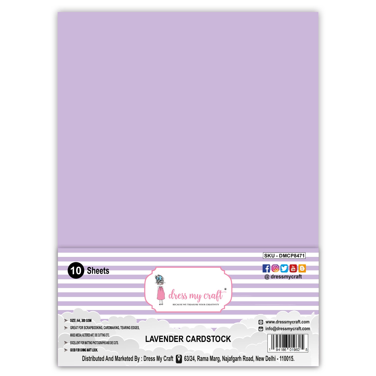 Lavender Cardstock - A4 (Pack of 10 Sheets)