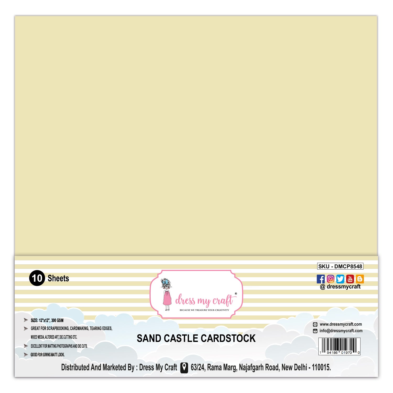 Sand Castle Cardstock - 12" x 12" (Pack of 10 Sheets)