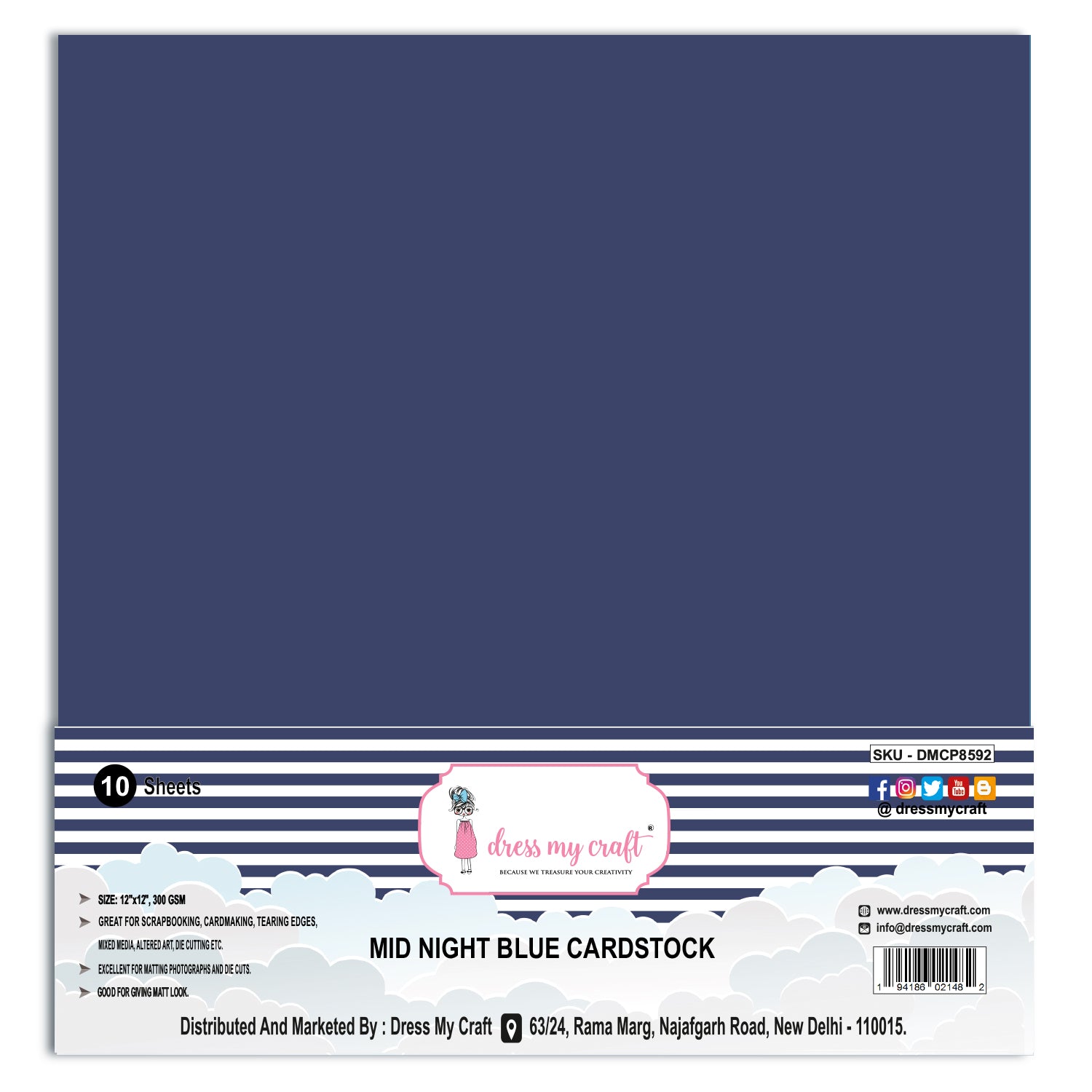 Mid night blue - 12" x 12" (Pack of 10 Sheets)