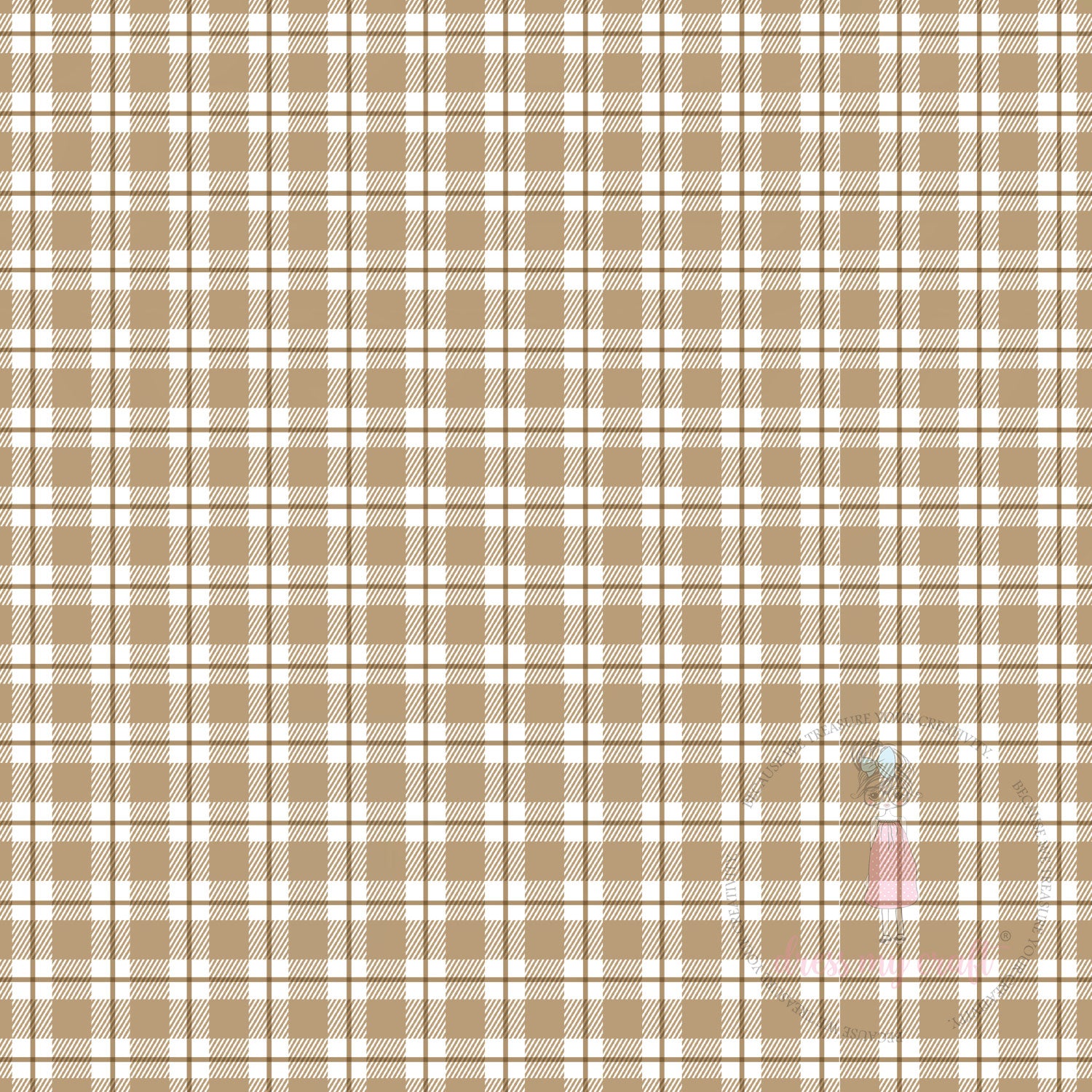 Baby Brown Gingham Checks Pack Of 10 - 12" x 12" Loose Sheets