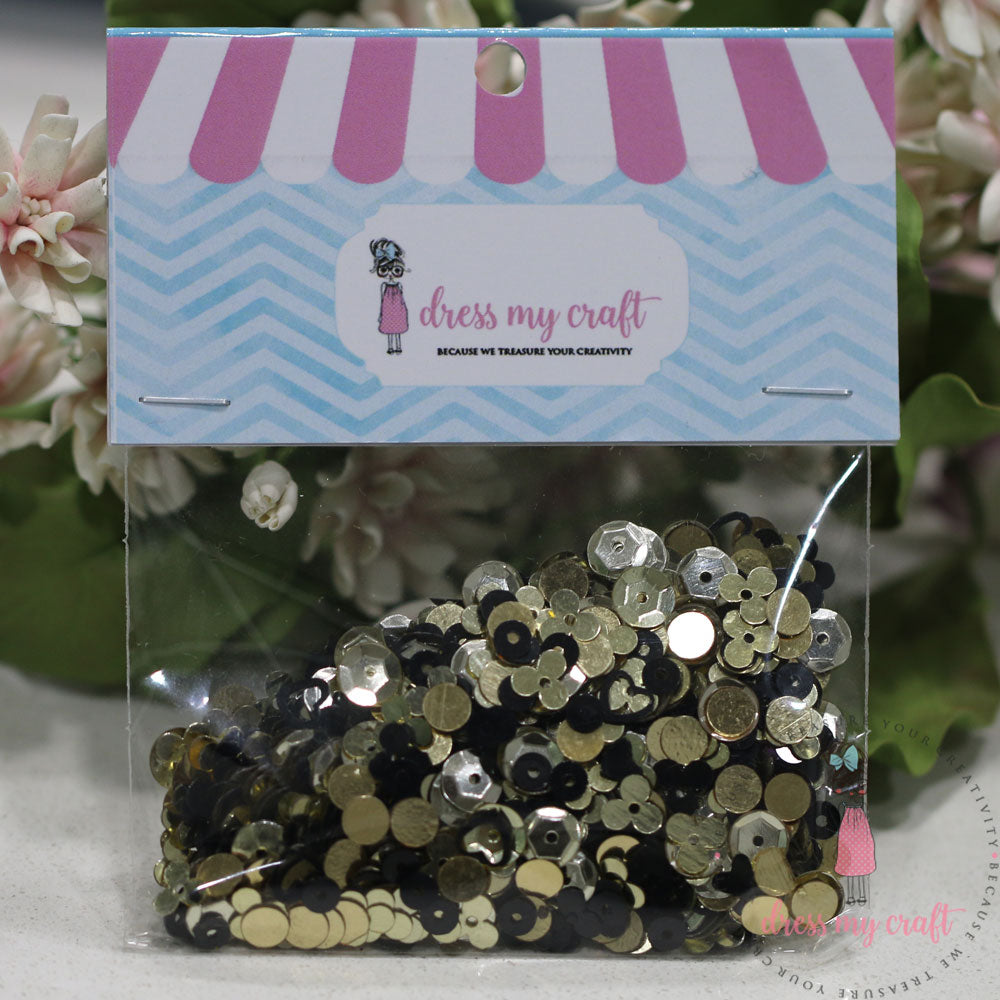 Golden Black Sequins - 8 gm