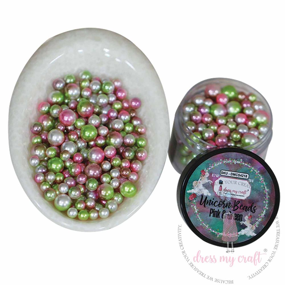 Unicorn Beads - Pink & Green - 20gm