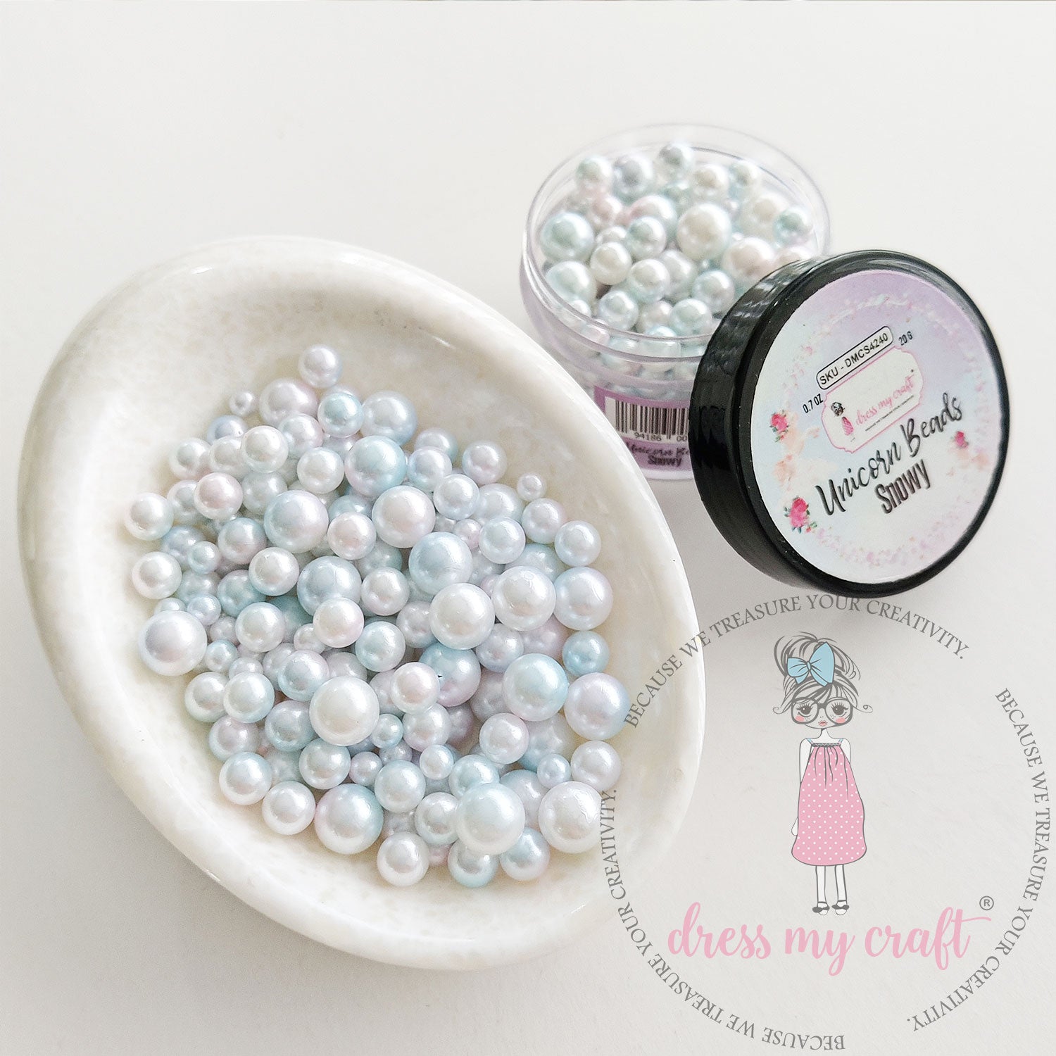 Unicorn beads - Snowy - 20gms