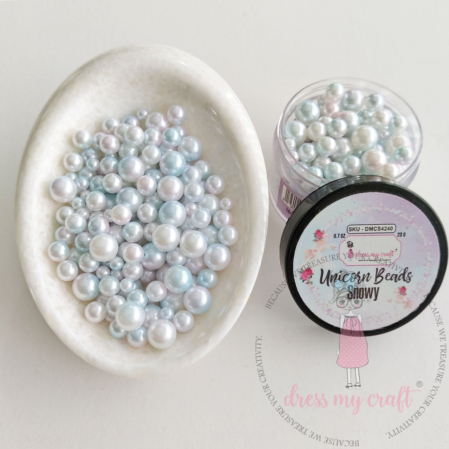 Unicorn beads - Snowy - 20gms