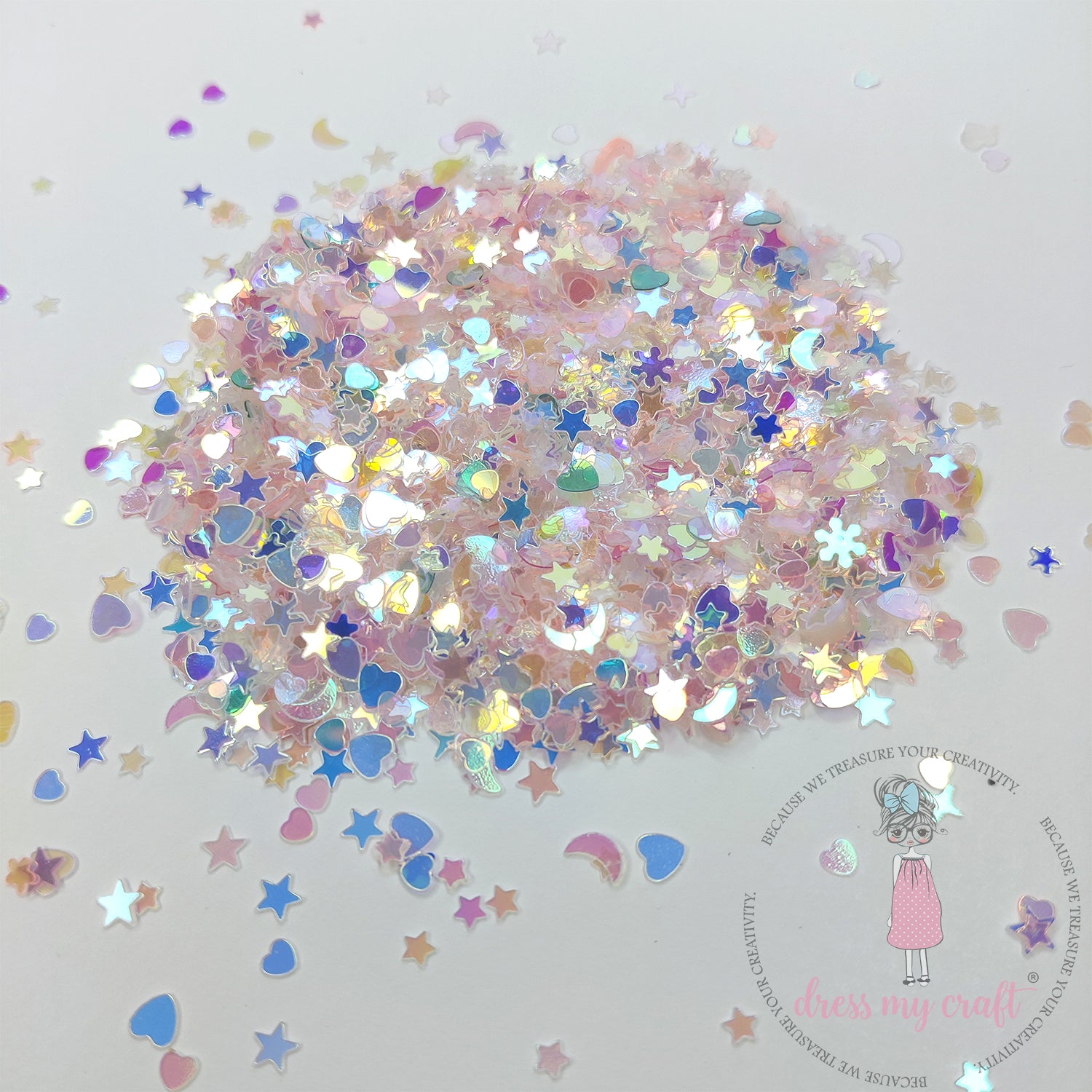 Pink Star & Heart Mix Sequins - 8gm