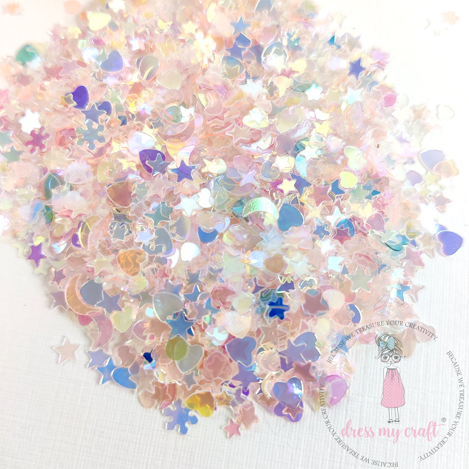 Pink Star & Heart Mix Sequins - 8gm