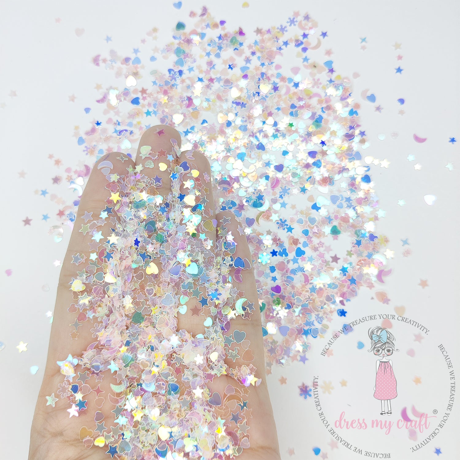 Pink Star & Heart Mix Sequins - 8gm