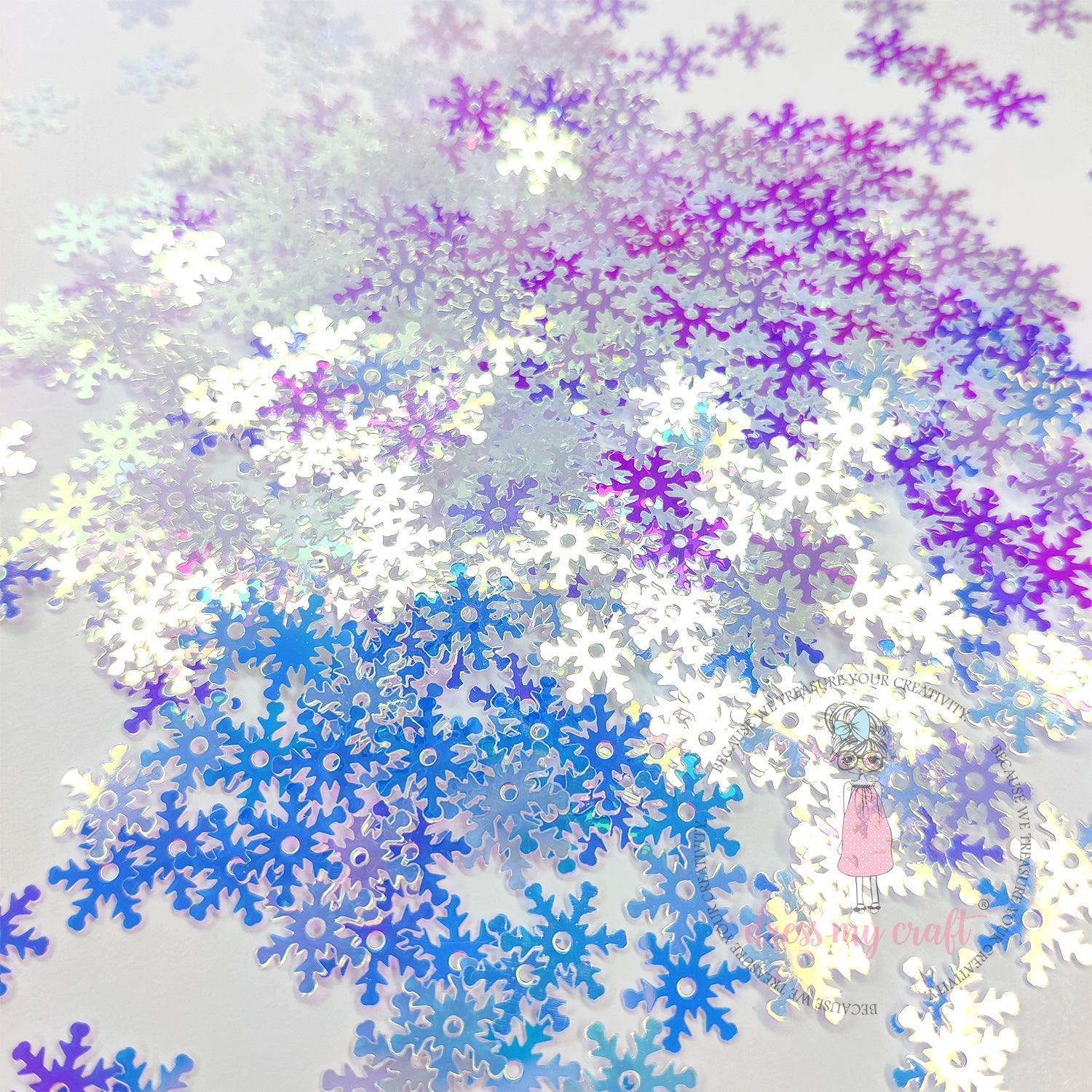 Holographic Snowflake Sequins - 8gm
