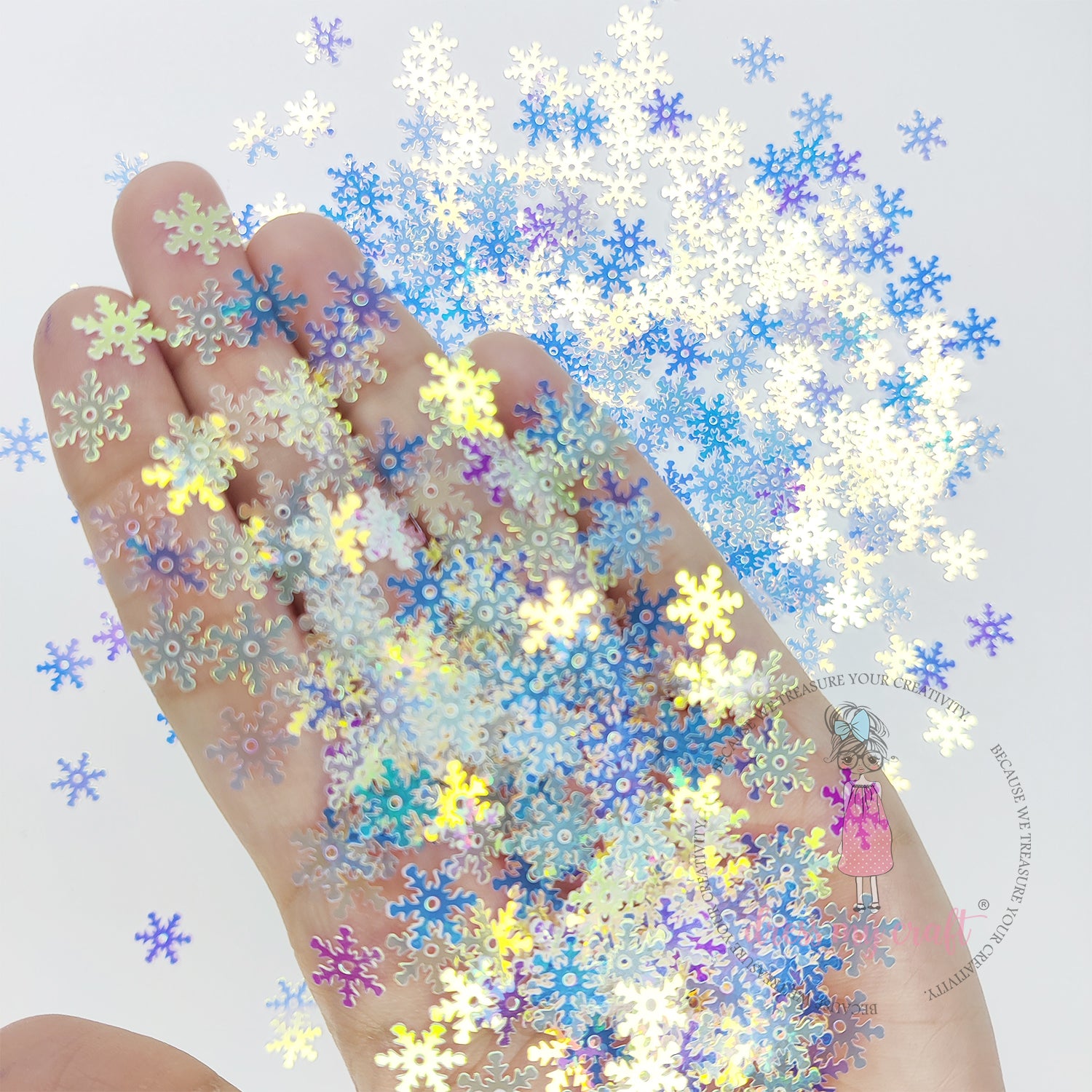 Holographic Snowflake Sequins - 8gm