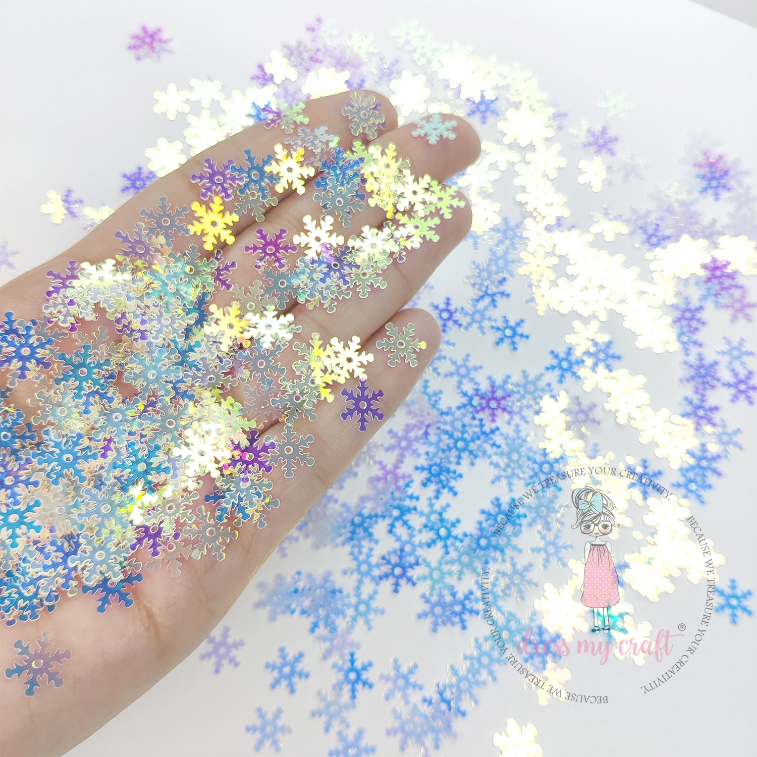 Holographic Snowflake Sequins - 8gm