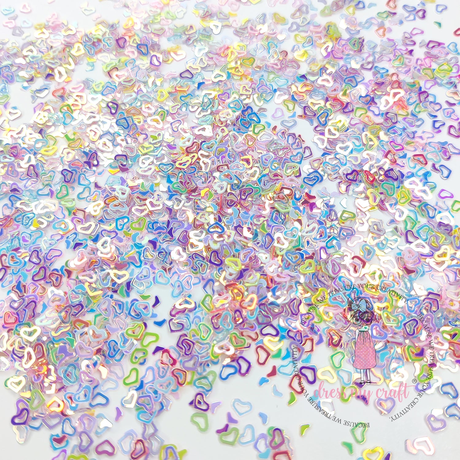 Holographic Rainbow Heart Sequins - 8gm