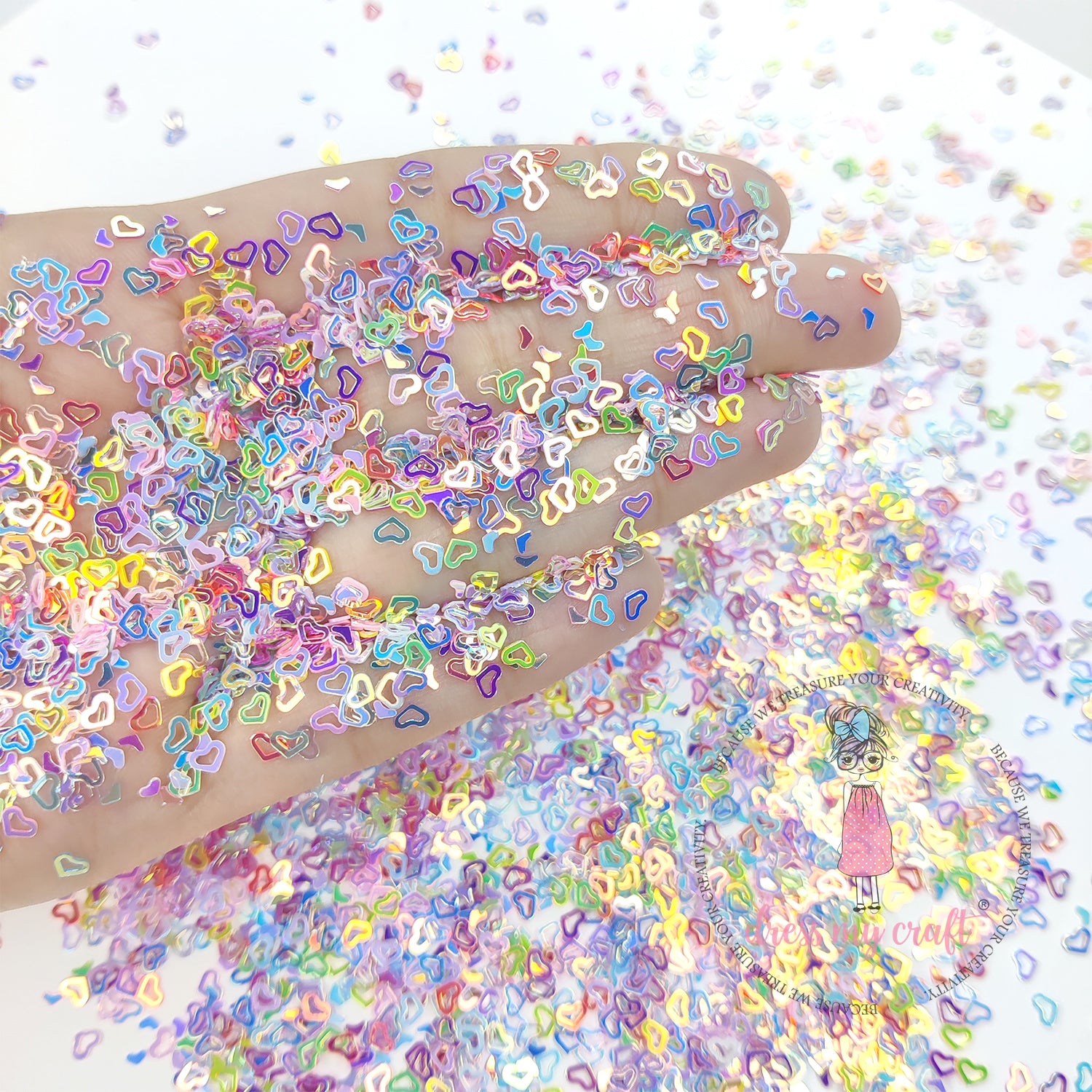 Holographic Rainbow Heart Sequins - 8gm