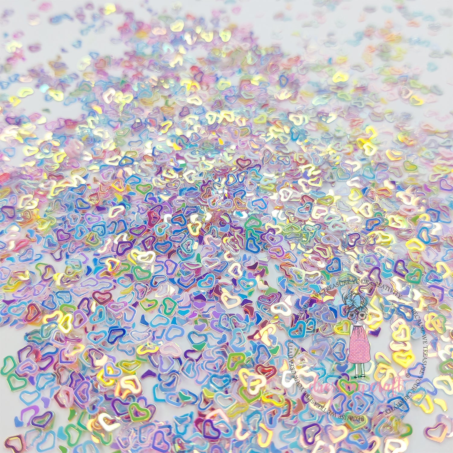 Holographic Rainbow Heart Sequins - 8gm