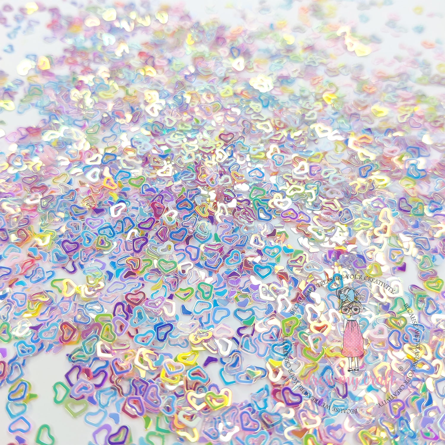 Holographic Rainbow Heart Sequins - 8gm