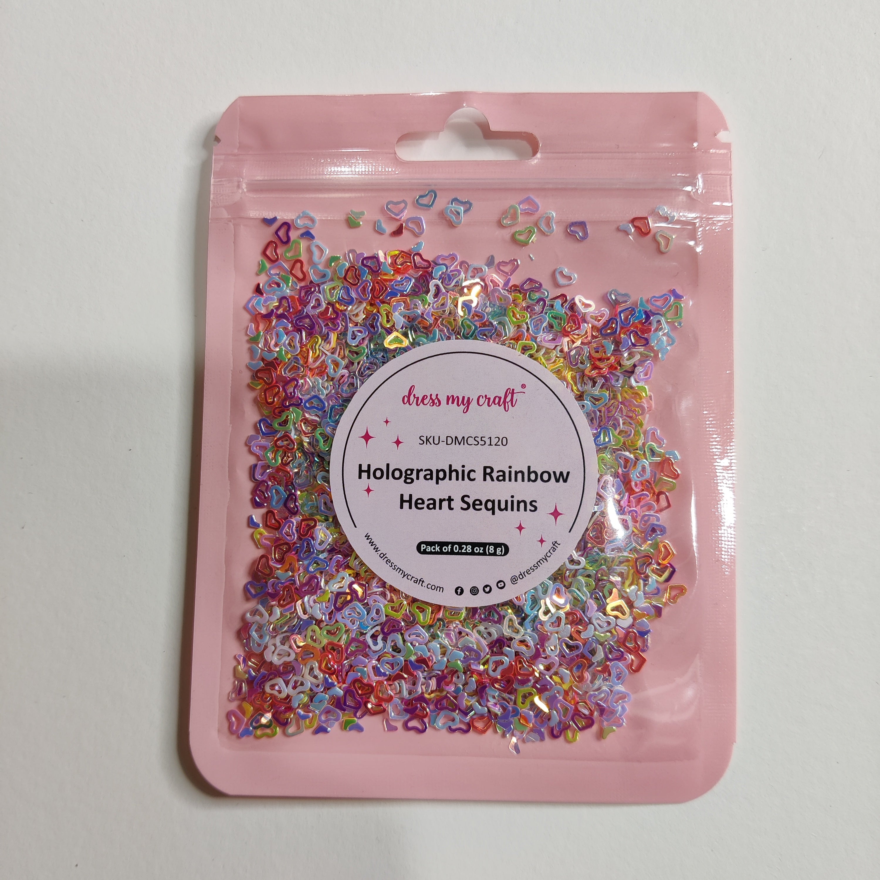 Holographic Rainbow Heart Sequins - 8gm